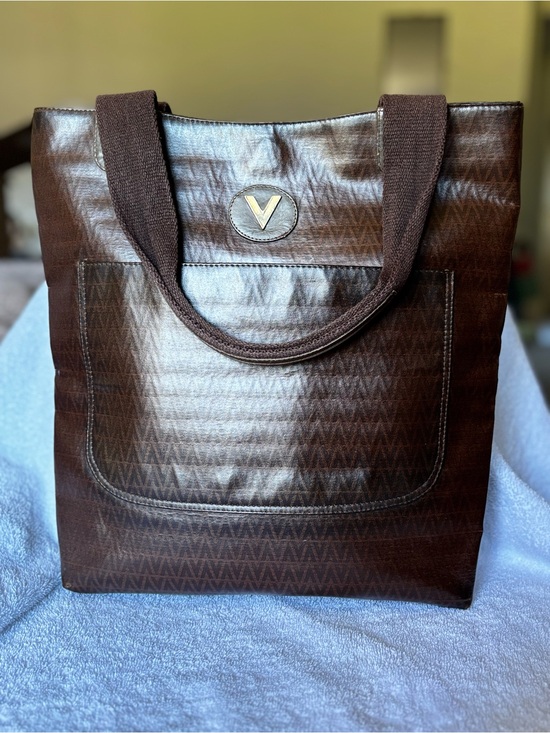 Mario Valentino Handbags - Mario Valentino Brown Tote Bag with Gold V Logo
